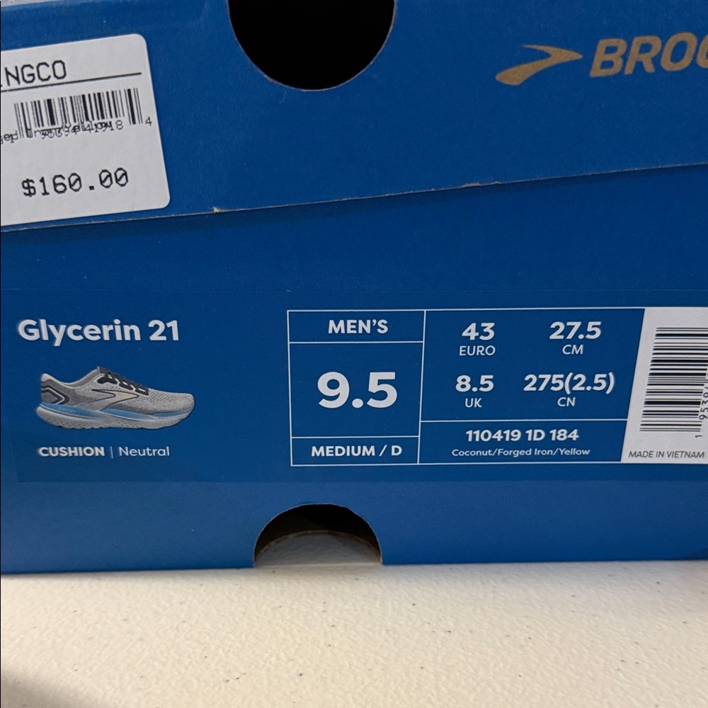 Brooks Glycerin 21 Men's Running Shoes - Gray and Blue - Picture 2 of 5